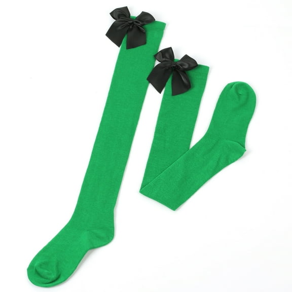 KyCheLot Womens Over Knee Stockings with Cute Bow Solid Color Breathable Stretchy Long Socks