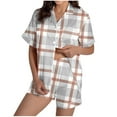 thumbnail image 1 of KyCheLot Womens Pajama Sets Stripe Print Comfy Button down Short Sleeve Tops and Soft Shorts Sleepwear, 1 of 7