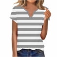 thumbnail image 1 of KyCheLot Womens Print Short Sleeve Tops Casual V Neck Stretchy Pullover Lightweight Daily Tshirts Work, 1 of 6