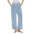 thumbnail image 1 of KyCheLot Womens Warm Sleep Pants with Pockets Winter Loose Stripe Elastic Waist Drawstring Pajama Bottoms, 1 of 7