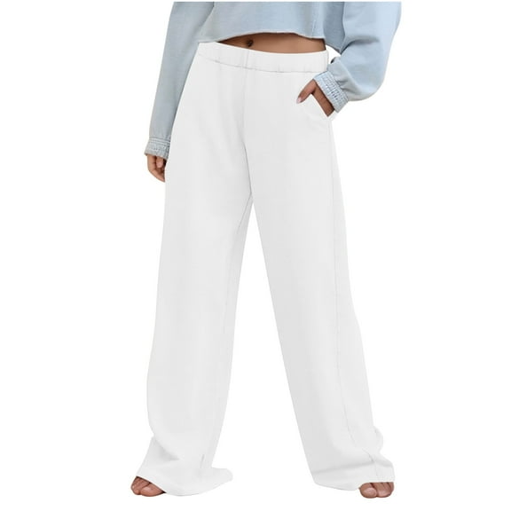 KyCheLot Womens Wide Leg Sweatpants Casual Elastic Waist Trousers High Waist Winter Fall Casual Pants with Pockets