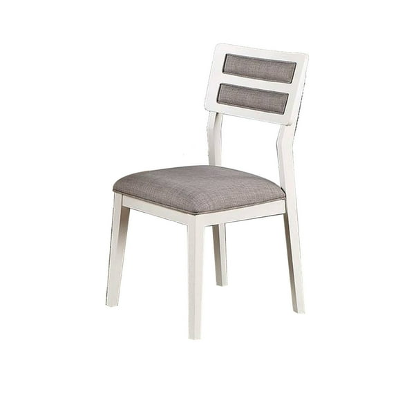 Kya 21 Inch 2 Tone Dining Chair Ladder Back Gray Seat Set of 2 White - Saltoro Sherpi