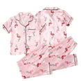 thumbnail image 1 of Kyaiguo 8-12T Kids Girls Silk Pajama Pj Set Girls Button Short Sleeve +Pants Pajama Sleepwear Summer Nightwear Loungewear Clothes Set, 1 of 8