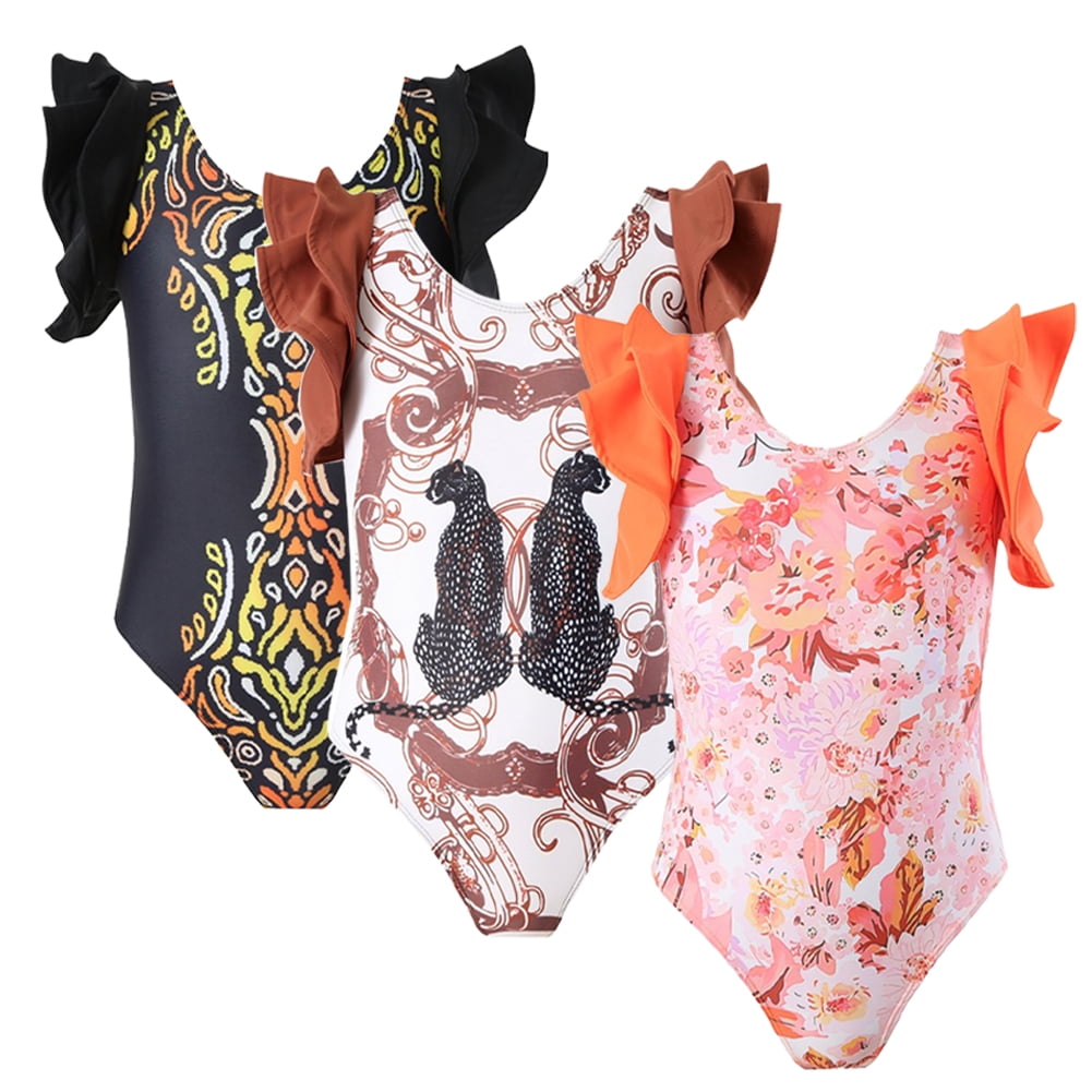 Kyaiguo Baby Toddler Girls One Piece Swimsuit Flutter Sleeve Beach