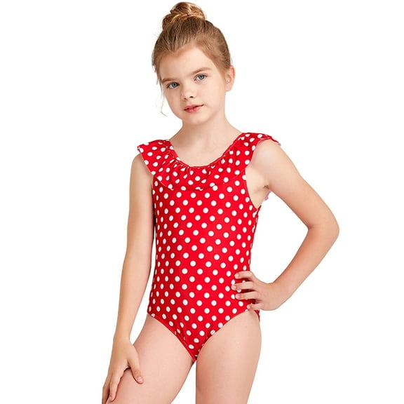 Kyaiguo Kids Teen Girls One Piece Swimsuits Big Girls Ruffle Printing Sling Swimwear Bathing Suit for 10-16Years