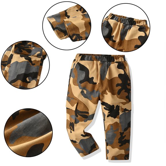 Kyaiguyo 1-7Y Baby Toddler Boys Camouflage Pants Kids Spring Casual Youth Loose Trousers Autumn Elastic Waist Joggers Sport Camo Cargo Pants