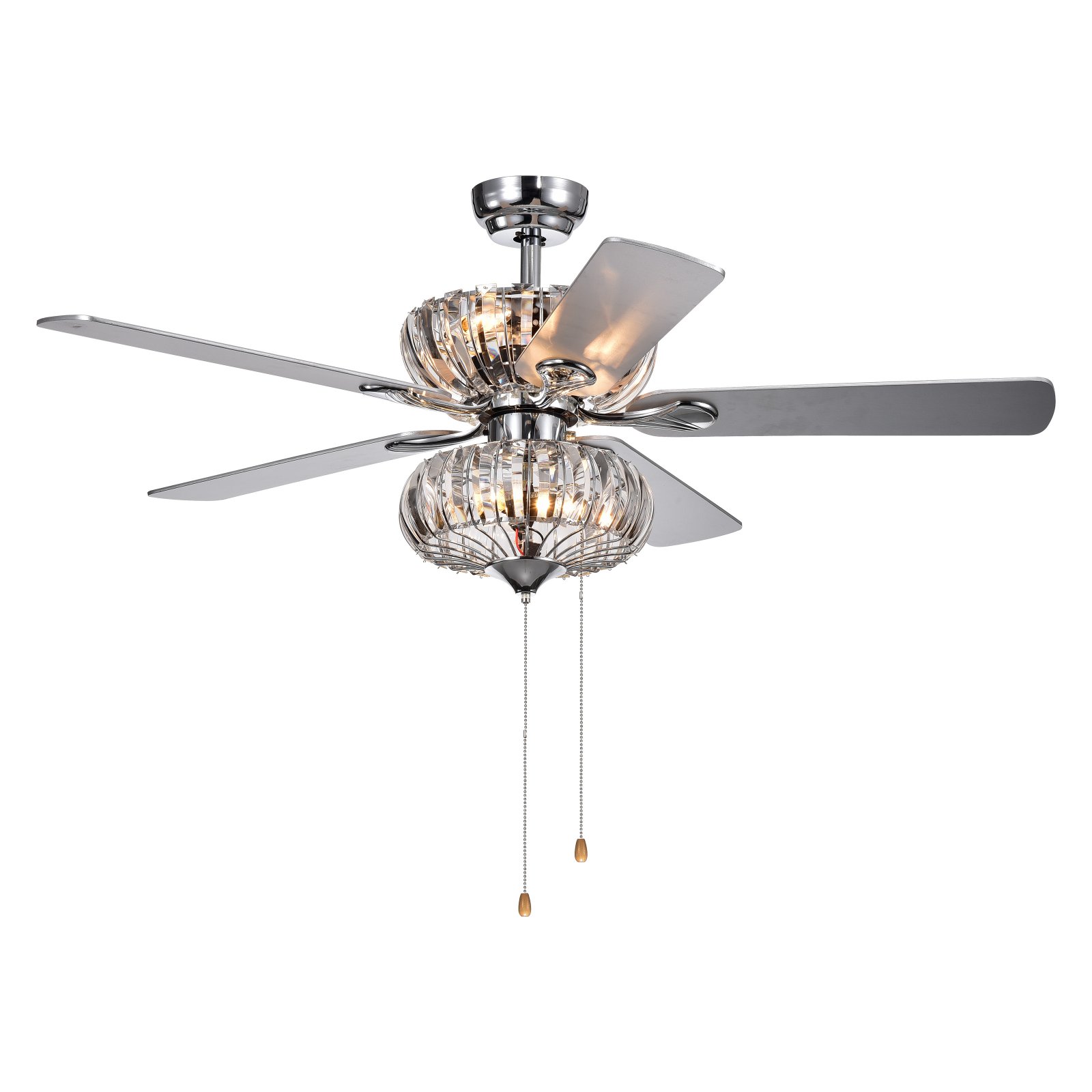 Kyana 6-light Crystal 5-blade 52-inch Chrome Ceiling Fan Sansujyuku sansujyuku.com