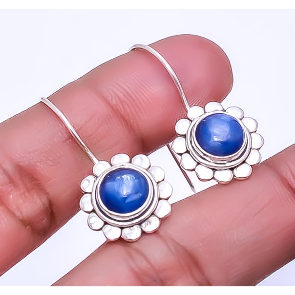 Kyanite - Nepal 925 Sterling Silver Handmade Bali Earring 1.17" E932511210