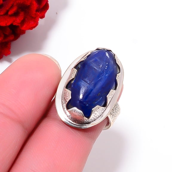 Kyanite - Nepal Designer Handmade 925 Sterling Silver Ring S.7 R9784, Christmas Gift