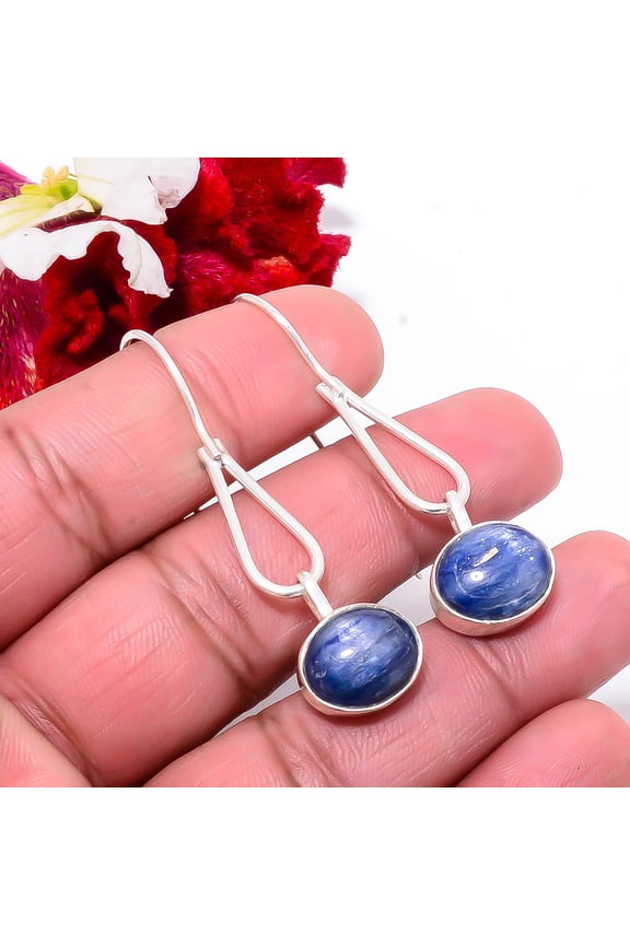Kyanite - Nepal Gemstone Designer Handmade 925 Sterling Silver Earring 1.95 Sku37, Blue Earring, Natural Gemstone Earring