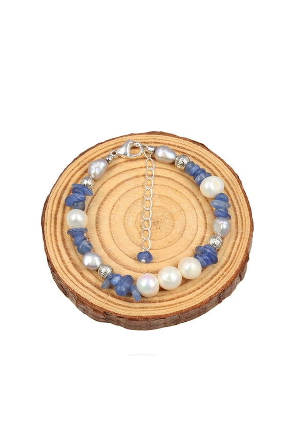 Kyanite and Freshwater Cultured Pearl Bracelet