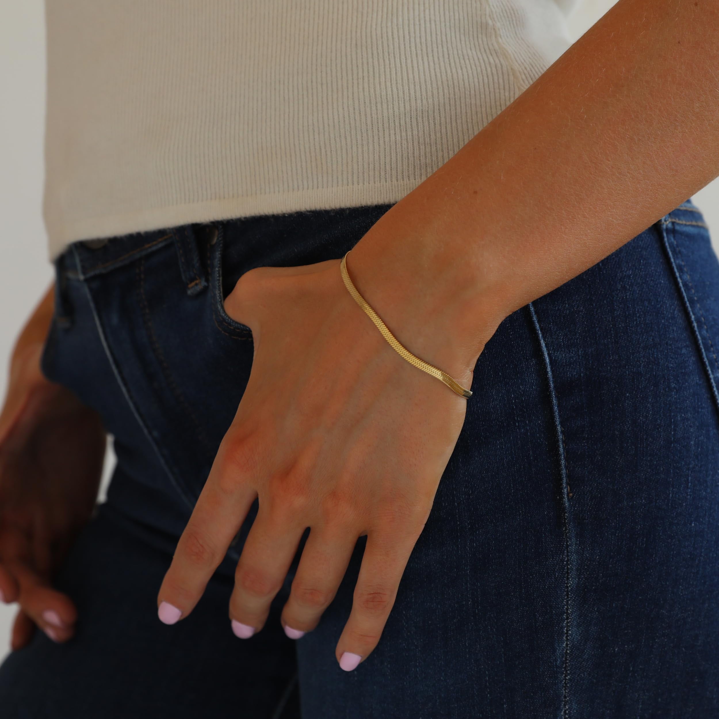 Kyazeo Dainty Gold Bracelets for Women 18K Gold Plated Simple — free download