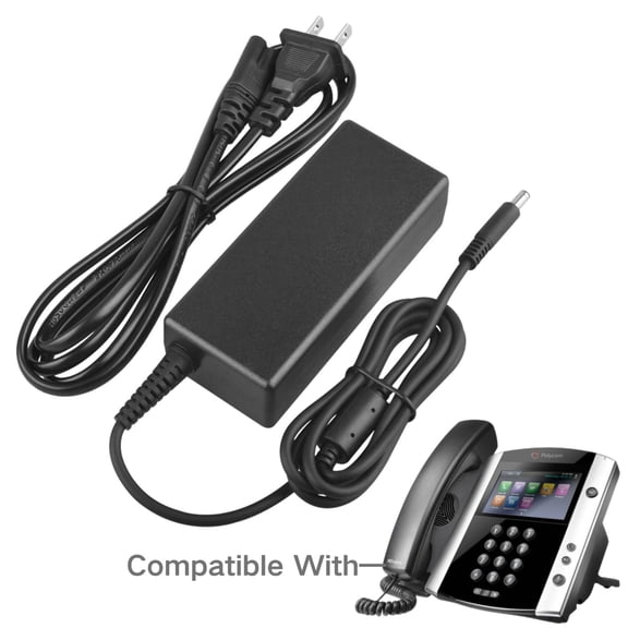 Kybate 48V AC/DC Adapter Compatible with Polycom VVX 201 300 400 500 601 Sound Point IP Phone