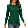 thumbnail image 1 of Kychelot Plus Size Tops for Women Long Sleeve Crew Neck Side Button Knitted Tops Fitted Trendy Tunic Tops, 1 of 8