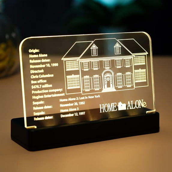Kyglaring Glowing Clear Acrylic Name Plate with Power Base Designed for Lego Ideas Home Alone Exclusive 21330 Building Set Sign Display (Glowing nameplate)