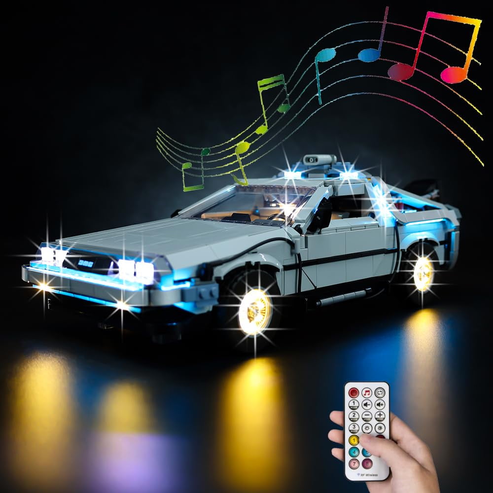 Kyglaring LED Light Kit Designed for Lego Creator Expert Back to The Future Time Machine 10300 Model Building Kit-No Model(RC Sound Version)