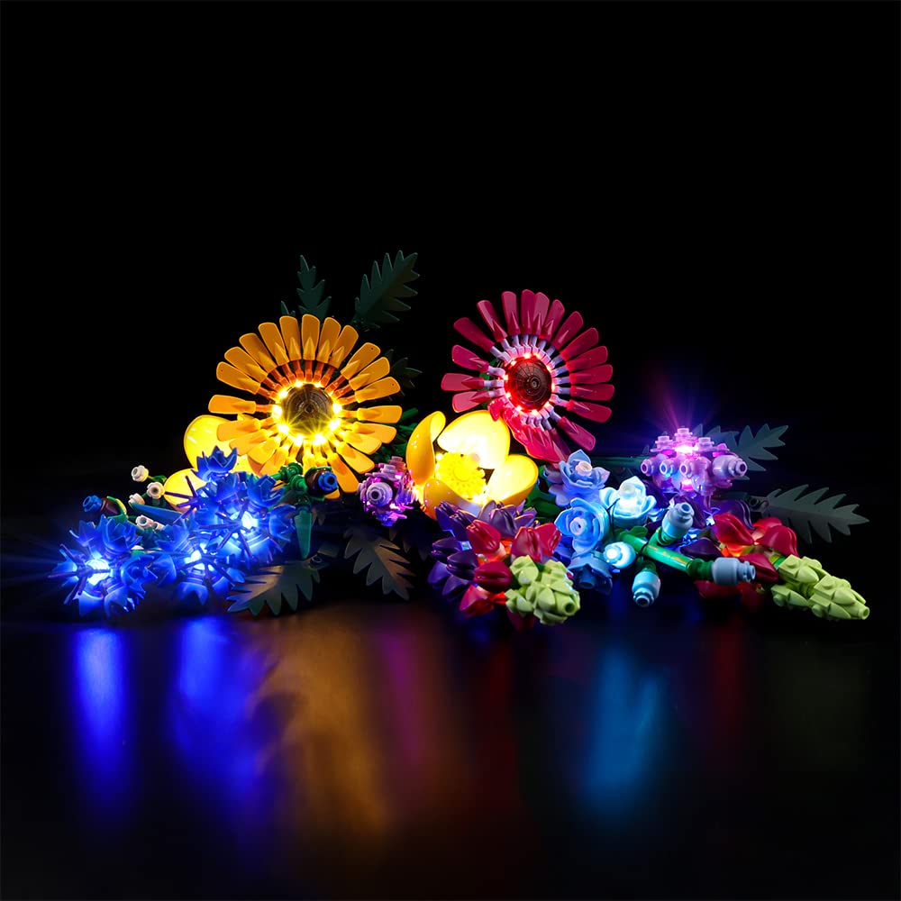 Kyglaring LED Light Kit for Legos Wildflower Bouquet 10313 Artificial Flowers (Without Model