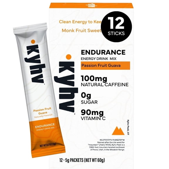 Kyhv Nutrition Endurance Energy Drink Mix (Passion Fruit Guava - 12 Sticks)