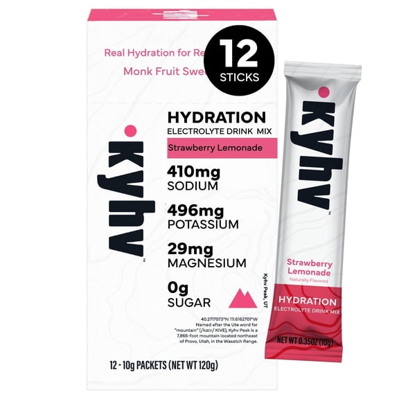 Kyhv Nutrition Hydration Electrolyte Drink Mix Strawberry Lemonade 12 Sticks