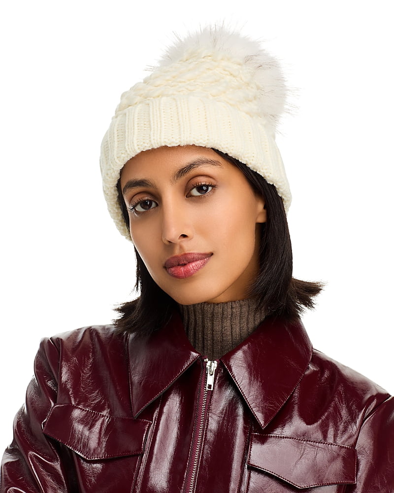 Kyi Kyi Faux Fur Pom Pom Knit Hat - Walmart.com
