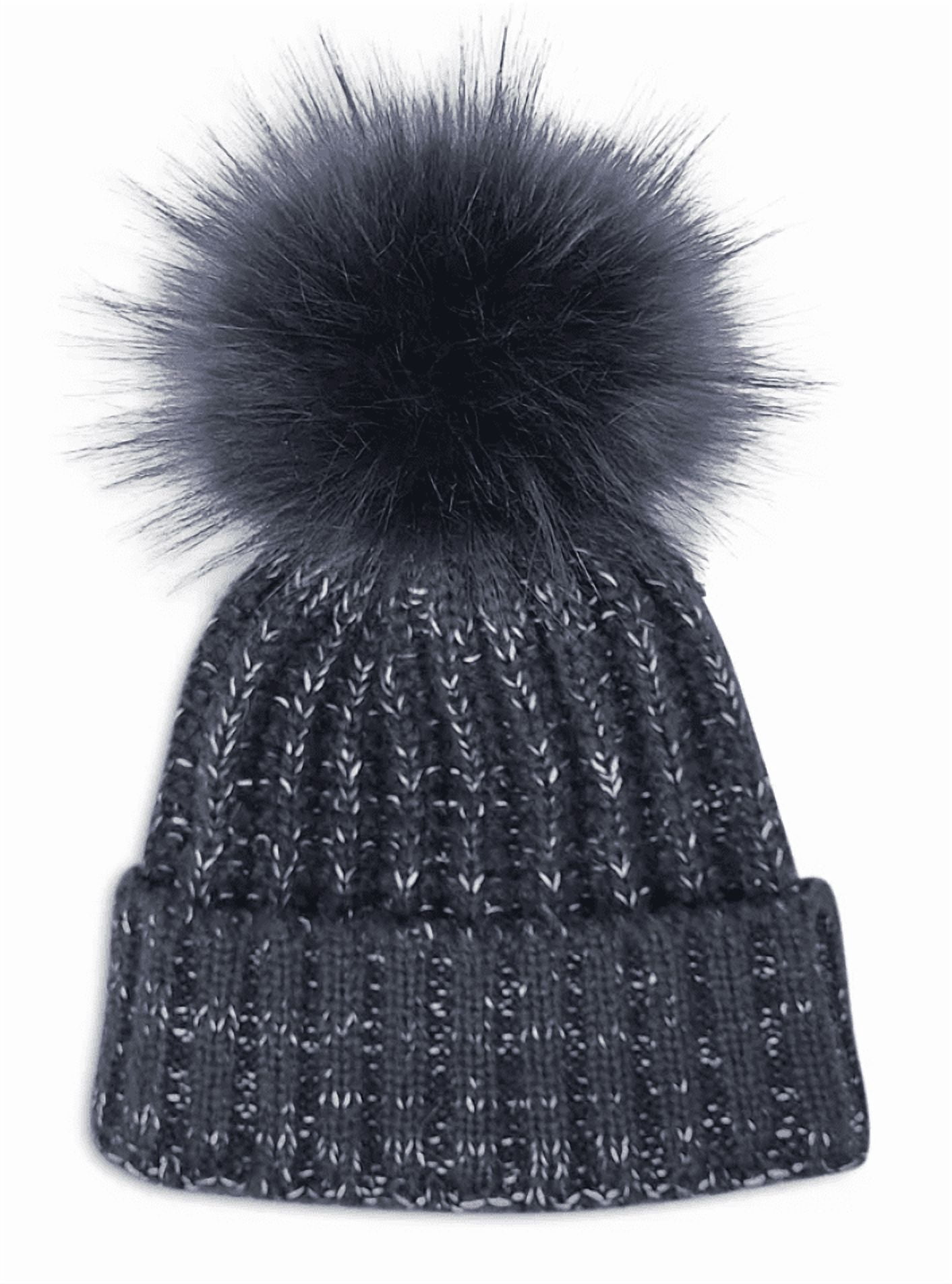 Kyi Kyi Grey Beanie w Huge Faux Fur Pom Pom | New KYI KYI BEANIE GENUUNE FOX FUR POM POM WOIL | Mercari main image 3