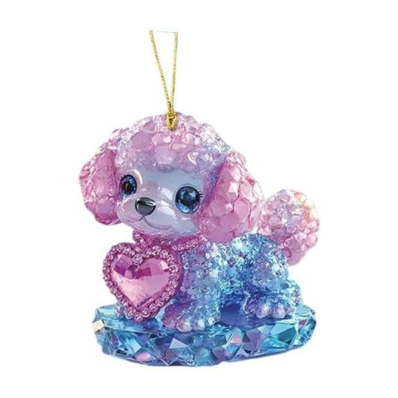 Hyknon Christmas Animal Ornaments Christmas Decoration Crystal Cute Dog with Heart Hanging Pendants for Christmas Tree Home Decor Party Holiday