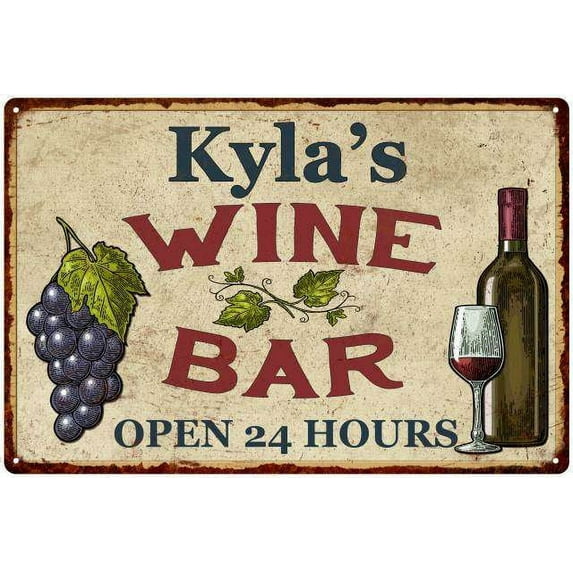 Kyla's Rustic Wine Bar Sign Wall Décor Kitchen Gift 8 x 12 Matte Finish Metal 108120056043