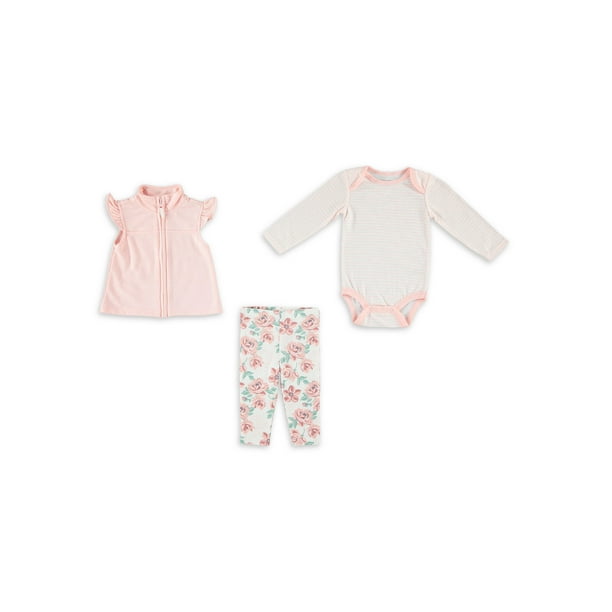 Kyle & Deena Baby Girl 3 PC Fleece Vest Set, Sizes Newborn24 Months