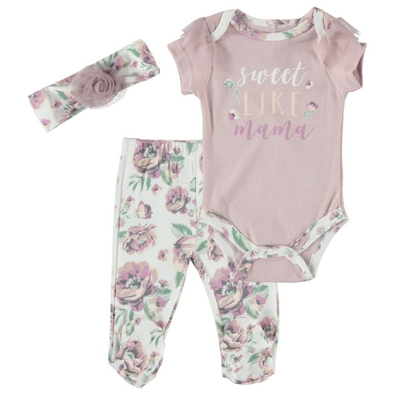 Kyle & Deena Baby Girl 3 PC Footed Pant Set, Sizes Newborn-9 Months