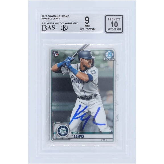 Kyle Lewis Seattle Mariners Autographed 2020 Bowman Chrome #90 Beckett Fanatics Witnessed Authenticated 9/10 Rookie Card - Fanatics Authentic Certified