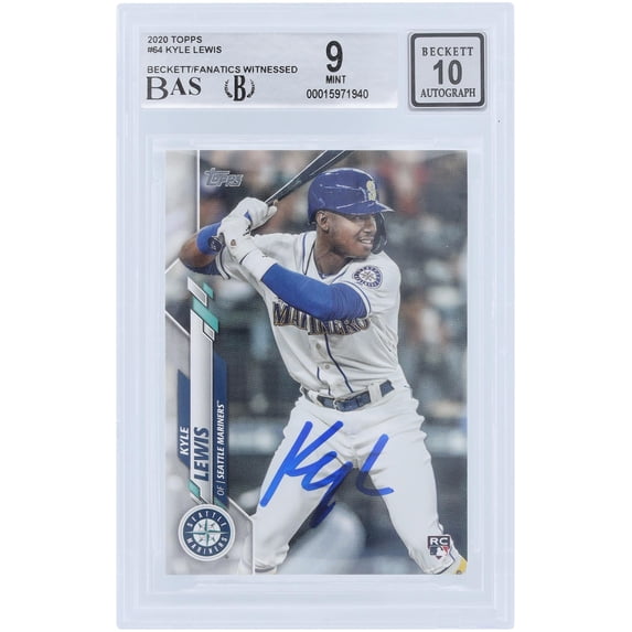 Kyle Lewis Seattle Mariners Autographed 2020 Topps Series 1 #64 Beckett Fanatics Witnessed Authenticated 9/10 Rookie Card - Fanatics Authentic Certified