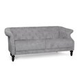 thumbnail image 1 of Benjara Kyle Sofa, 75 Inch, Classic Turned Wood Legs, Button Tufted Light Gray, 1 of 5