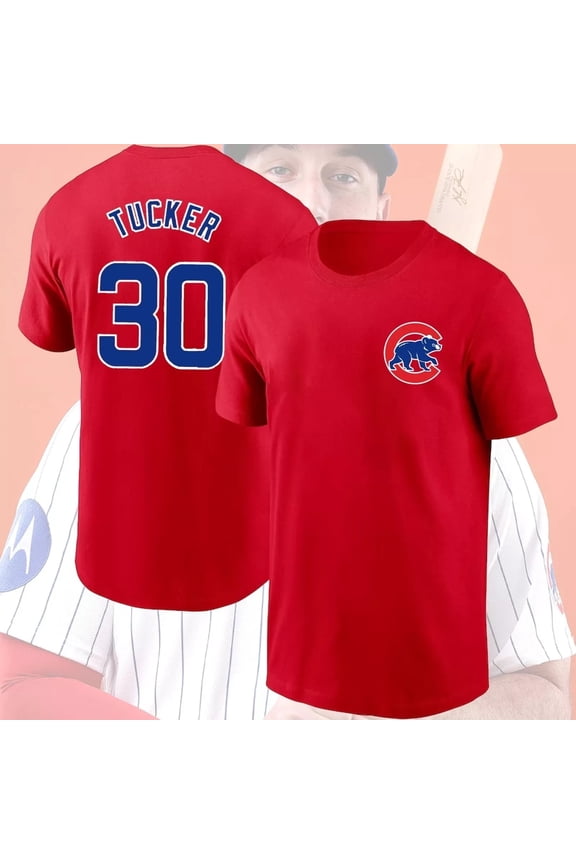 Kyle Tucker #30 Chica go 2025 Cubs Player Name & Number T-shirt ,Red Color,Size M
