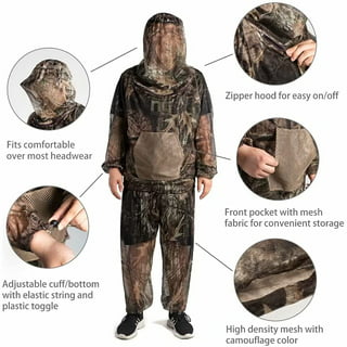 MagiDeal Mosquito Net Suit Beekeeping Suit Jacket Hood Pants Mesh Clothing  with Zipper Fishing Suit Mesh Hooded suits for Men Women Adults Gardening