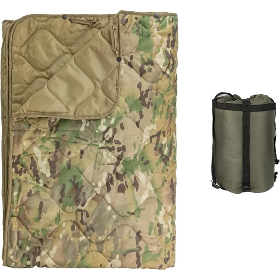 Kylebooker Poncho Liner Military Woobie Outdoor Camping Woobie Blanket for Travel, Beach, Grass, Picnic, Car Emergency, Outdoor, Survival
