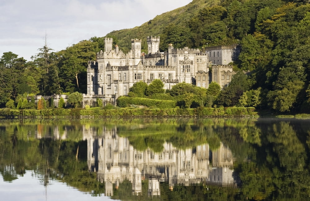 Kylemore Abbey County Galway Ireland Historic Irish Abbey By A Lake Canvas Art - Peter McCabe Design Pics (17 x 11)