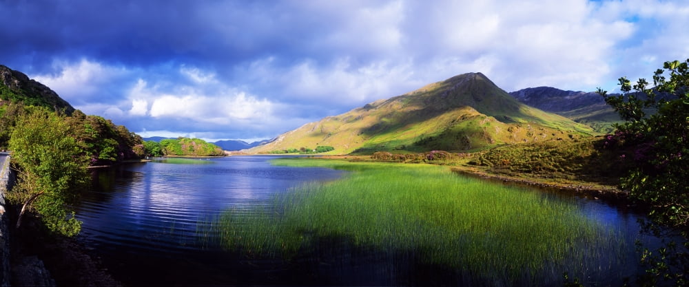 Kylemore Lake Co Galway Ireland Lake Near Kylemore Abbey Canvas Art - The Irish Image Collection Design Pics (44 x 19)