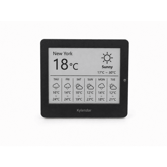 Kylendar Mini 4.2" E-Paper Desk Calendar, WiFi Weather Clock and Compact Information Display for Home Office, Black