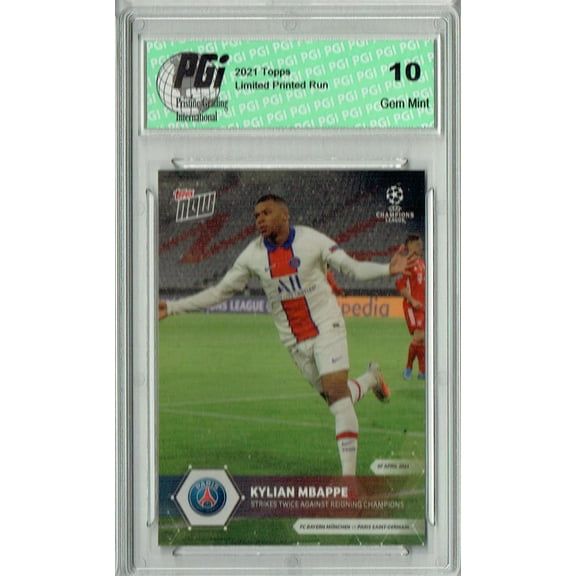Kylian Mbappe 2020 Topps Now #61 Print Run 3,093 Trading Card PGI 10