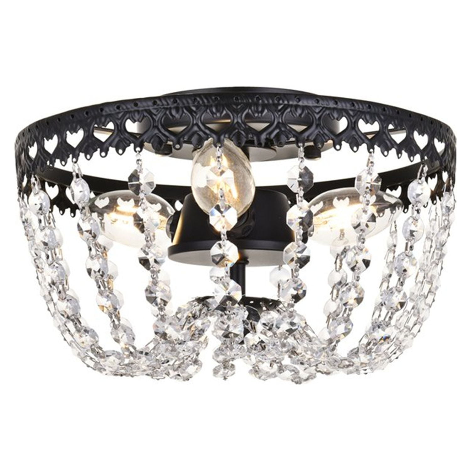 Kylie 10" Black Iron and Crystal Flush Mount Light