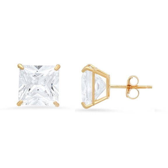 Kylie Harper 10k Yellow Gold 8mm Princess-cut Cubic Zirconia CZ Stud Earrings