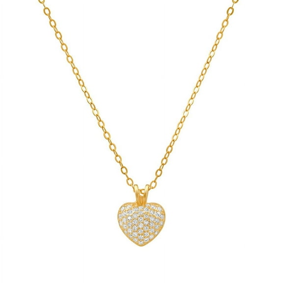 Kylie Harper 14k Gold Over Gold Over Silver Tiny Puffed CZ Heart Pendant