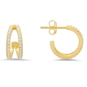 Kylie Harper 14k Gold Over Silver 15mm Double Curve CZ Hoop Earrings