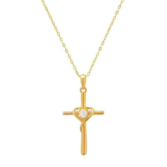 Kylie Harper 14k Gold Over Silver CZ Cross Heart Pendant