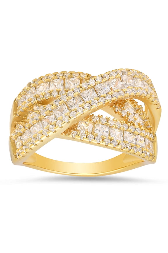 14k Gold Over Silver Crossover Highway Statement Ring
