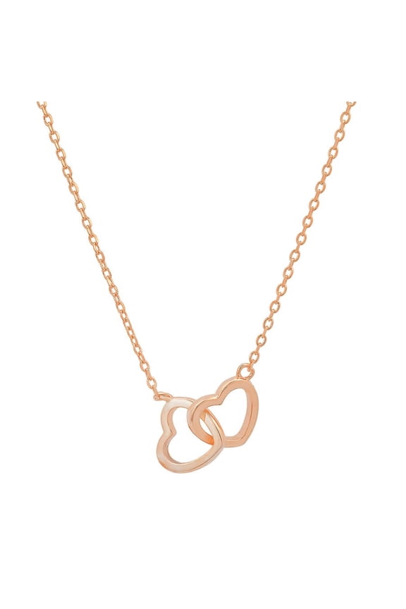 14k Rose Gold Over Silver "Interlocking Love" Hearts Necklace