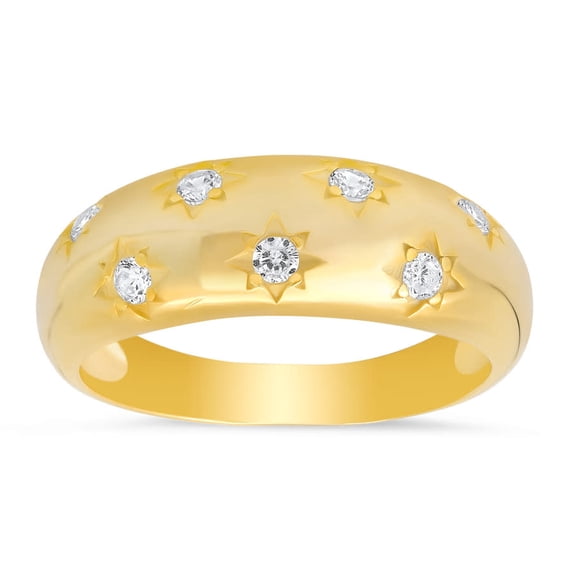 Kylie Harper 14k Yellow Gold Over Silver Celestial Dome Ring