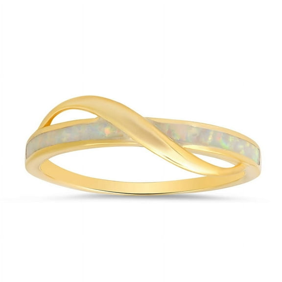 Kylie Harper 14k Yellow Gold Over Silver Opal Wave Ring