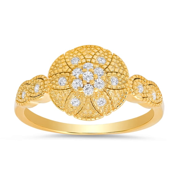Kylie Harper 14k Yellow Gold Over Silver Vintage Floral Ring