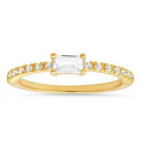 Kylie Harper Gold Over Silver East/West Baguette-cut CZ Ring